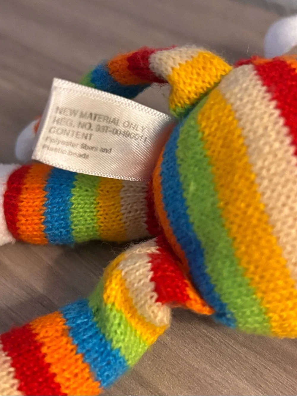 Ty Rainbow Striped Sock Monkey Plush - White, Red, Orange, Yellow, Green, Blue